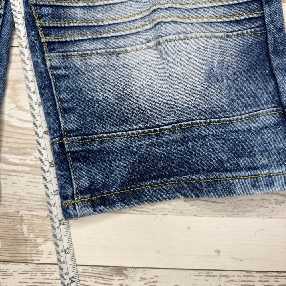 Southpole Shorts Boys 16 Blue Denim Distressed Casual Flat‎ Front Regular Fit - Picture 6 of 12